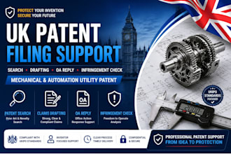 do UK mechanical and automation utility patent search claims drafting and filing