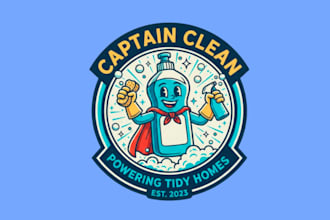 draw cleaning mascot logo design with company