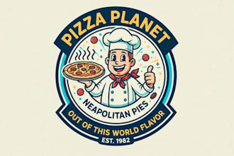 design retro pizza restaurant vintage logo with 1 day delivery