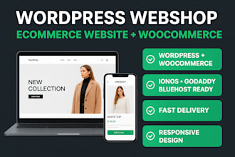 build webshop wordpress ecommerce website ionos godaddy bluehosting hostinger