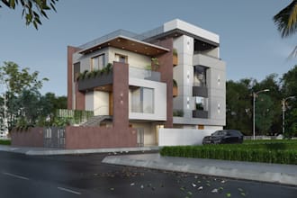 remodel independent house, render external 3dmodel, render single floor building