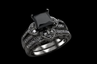 design edgy black diamond engagement ring, 3d proposal ring for printing
