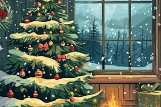 make a christmas illustration and christmas card