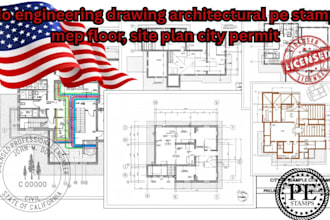 licensed, draw, review stamp cl fl tx mc wa az architectural drawings USA city
