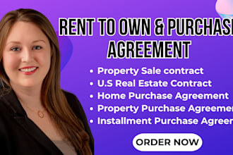 create a detailed US rent to own, real estate or property purchase agreement