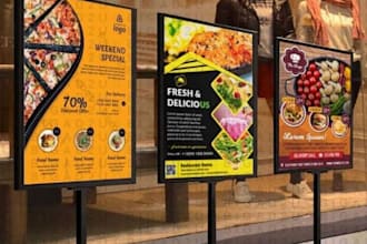 design restaurant food menu signage billboard digital cafe menu bifold trifold
