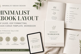 create minimalist ebook design pdf KDP formatting ebook canva template workbook