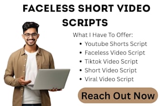 create faceless short video scripts with viral hooks for tiktok youtube shorts