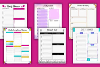 design 2026 printable planner, editable digital journal, calendar and trackers