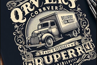 design professional truck courier service logo with t shirt design