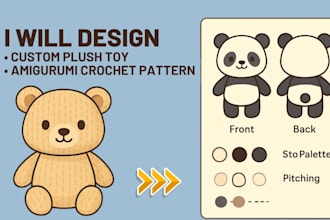 do custom plush toy mascot design amigurumi crochet pattern stuffed animals bear