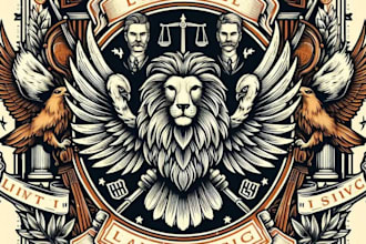 design vintage t shirt, bird, lion, coat of arms logo