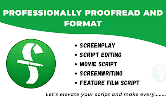 proofread and format your screenplay to industry standard using final draft