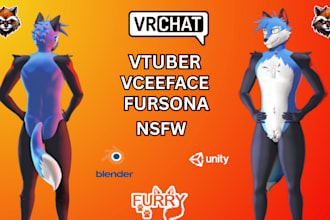 do high quality custom 3d vrchat avatar, furry model, vrc nsfw character