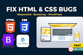 fix responsive design issues in HTML, CSS, or bootstrap