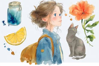 draw anything with watercolor illustration style