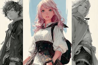 draw professional manga comic character art in my unique