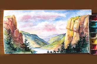 draw a watercolor landscape illustration