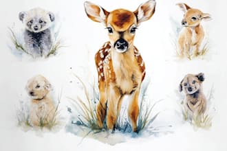 draw realistic animal illustration in watercolor