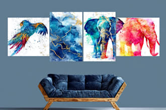 design abstract watercolor canvas wall art
