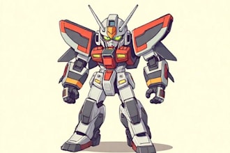 draw amazing character mecha robot illustration