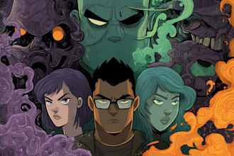 create illustrated novel, comic book cover