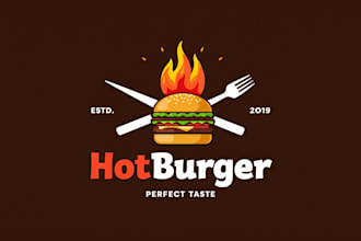 make eye catching burger logo for your restaurant