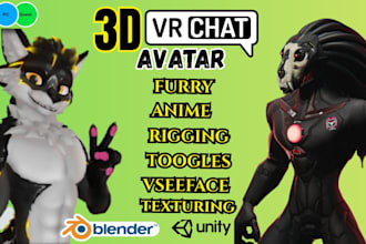create vrchat avatar, vrc avatar, veseeface, furry nsfw model for quest and PC