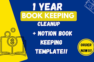 create custom notion bookkeeping log and handle accounting in quickbooks, xero