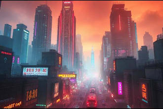 do cyberpunk scifi futuristic city