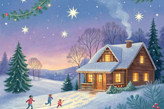 create a beautiful illustrated christmas card
