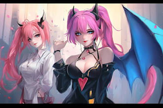 illustrate cute anime girl illustration
