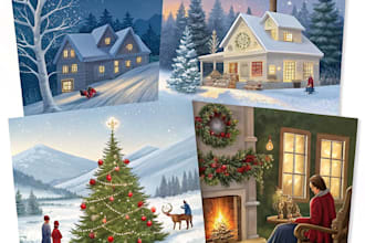 draw christmas illustrations and cards for you