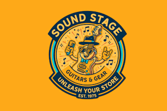 do music store vintage logo design with unlimited review