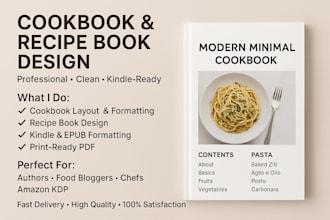 do cookbook or recipe book design kindle ebook formatting