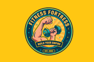 design vintage fitness center logo design with business page