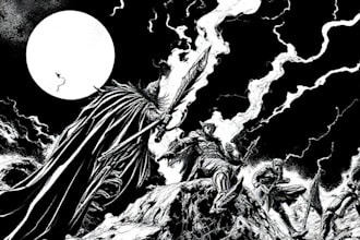 draw custom dark berserk style art in high quality art