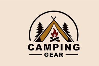 design camp logo for outdoor adventure camping and hunting