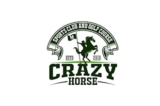do aesthetics logo with crazy horse sports club golf course