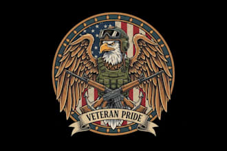 draw wonderful veteran mascot logo design with 1 day delivery