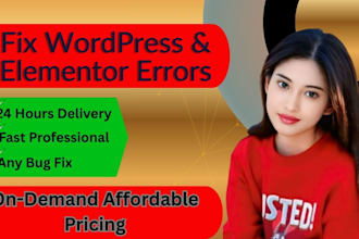 fix wordpress and elementor errors in 24 hours