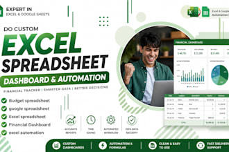 do custom excel spreadsheet dashboard, google sheet automation financial tracker
