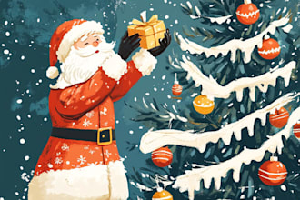 make a group christmas caricature, happy new year