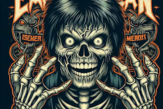 design high quality scary, horror, heavy, death metal logo with t shirt design