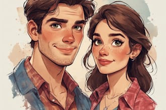 make a custom watercolor portrait of you and your partner