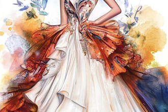draw a fashion illustration, portrait, sketch