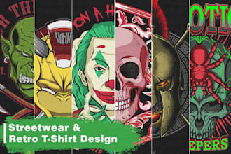 design trendy streetwear, vintage and retro tshirt for print on demand