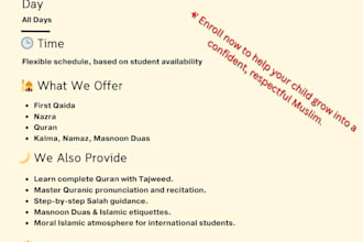teach quran with tajweed and islamic studies