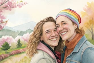 paint a stunning watercolor friendship portrait