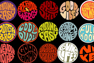 draw hand lettering typography logo design circle style
